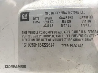 2014 Chevrolet Sonic LT with VIN 1G1JC5SH1E4229324, listed as a IAAI auction lot 39945012 with Not Provided miles and . Bid and sale history available at DreamBid. Image 9.