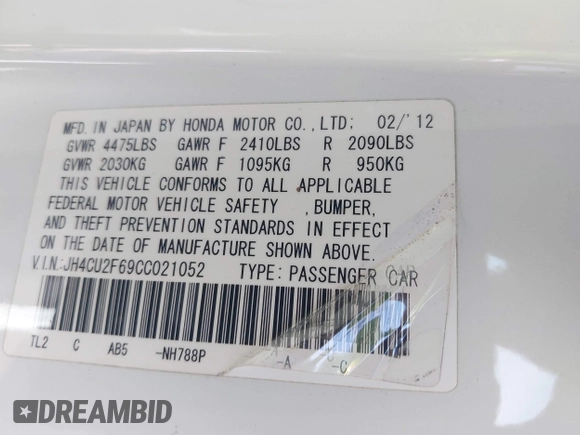2012 Acura TSX Technology z VIN JH4CU2F69CC021052, wystawiony jako IAAI lot #42310714 z przebiegiem 125 320 mil mil oraz . Historia ofert i sprzedaży dostępna na DreamBid. Obrazek 9.