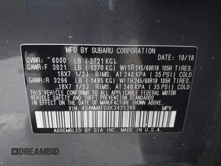 2019 Subaru Ascent Premium с VIN 4S4WMAFD6K3435388, выставлен на аукционе IAAI как лот 42255380 с пробегом 79 155 миль миль и . История ставок и продаж доступна на DreamBid. Изображение 9.