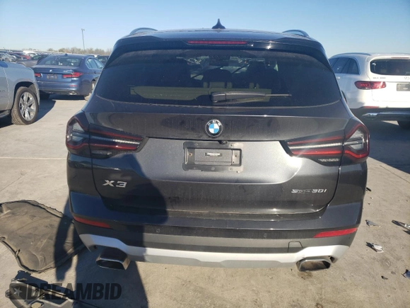 2022 BMW X3 sDrive30i with VIN WBX47DP02NN155639, listed as a Copart auction lot 84399294 with Not Provided miles and Salvage Title. Bid and sale history available at DreamBid. Image 6.