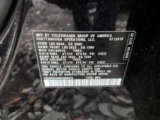 2019 Volkswagen Atlas S z VIN 1V2AP2CA5KC589675, wystawiony jako Copart lot #85564084 z przebiegiem 54 915 mil mil oraz Szkoda całkowita • Salvage title. Historia ofert i sprzedaży dostępna na DreamBid. Obrazek 14.