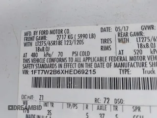2017 Ford F-250 Lariat с VIN 1FT7W2B6XHED69215, выставлен на аукционе IAAI как лот 42473798 с пробегом 158 697 миль миль и . История ставок и продаж доступна на DreamBid. Изображение 9.