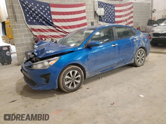 2021 Kia Rio S with VIN 3KPA24AD2ME376655, listed as a Copart auction lot 43050525 with 52,162 mi miles and Salvage Title. Bid and sale history available at carsss.com. Image 1.