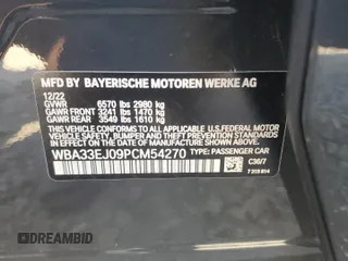 2023 BMW 7 Series 760i xDrive with VIN WBA33EJ09PCM54270, listed as a Copart auction lot 56201195 with 39,708 mi miles and Salvage title. Bid and sale history available at DreamBid. Image 12.