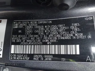2010 Toyota 4Runner Trail with VIN JTEBU5JR5A5003435, listed as a IAAI auction lot 41560158 with 331,533 mi miles and . Bid and sale history available at DreamBid. Image 9.