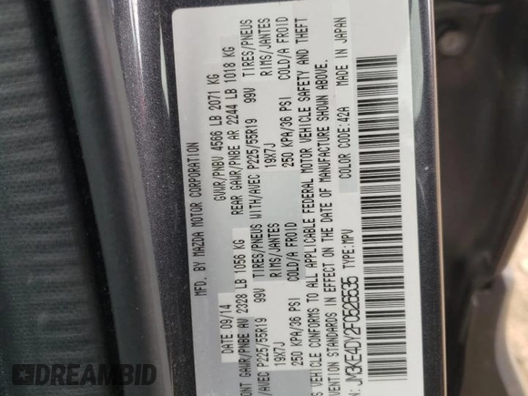 2015 Mazda CX-5 Grand Touring with VIN JM3KE4DY2F0526535, listed as a Copart auction lot 53046855 with 90,288 mi miles and Salvage Title. Bid and sale history available at DreamBid. Image 12.