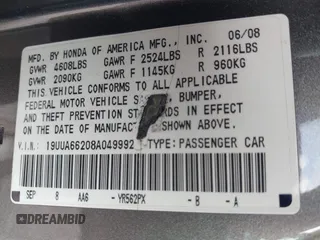 2008 Acura TL with VIN 19UUA66208A049992, listed as a IAAI auction lot 41976598 with 1 mi miles. Bid and sale history available at carsss.com. Image 9.