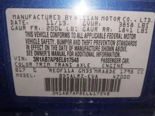 2014 Nissan Sentra SV with VIN 3N1AB7AP8EL617548, listed as a IAAI auction lot 40829452 with 72,461 mi miles. Bid and sale history available at carsss.com. Image 9.