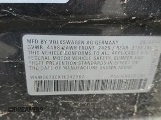 2007 Volkswagen Passat 2.0T with VIN WVWEK73CX7E242967, listed as a Copart auction lot 77839994 with Not provided miles and Salvage title. Bid and sale history available at DreamBid. Image 12.