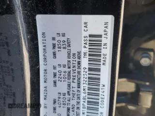 2021 Mazda 3 Select with VIN JM1BPABL6M1322529, listed as a Copart auction lot 41501505 with 58,722 mi miles and Salvage Title. Bid and sale history available at DreamBid. Image 13.