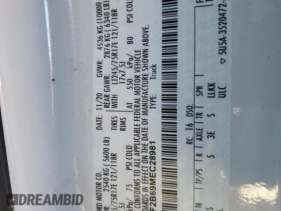 2021 Ford F-250 XLT z VIN 1FTBF2B69MEC28981, wystawiony jako Copart lot #47862774 z przebiegiem 28 712 mil mil oraz Szkoda całkowita • Salvage title. Historia ofert i sprzedaży dostępna na DreamBid. Obrazek 13.