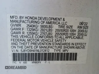 2022 Acura MDX w/Technology Package with VIN 5J8YD9H41NL012412, listed as a Copart auction lot 85909274 with 38,060 mi miles and Non Repairable. Bid and sale history available at carsss.com. Image 13.