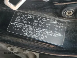 2004 Hyundai Accent GL with VIN KMHCG45C04U506196, listed as a Copart auction lot 51276195 with 75,550 mi miles and Clean Title. Bid and sale history available at carsss.com. Image 12.