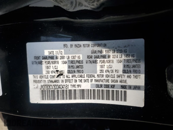 2013 Mazda CX-9 Touring с VIN JM3TB3CV3D0404181, выставлен на аукционе Copart как лот 61057635 с пробегом 166 393 миль миль и Чистый • Clean title. История ставок и продаж доступна на DreamBid. Изображение 12.