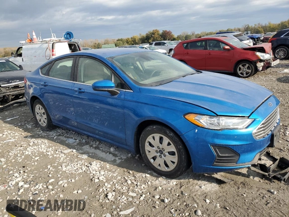 2019 Ford Fusion S with VIN 3FA6P0G73KR283740, listed as a Copart auction lot 76905904 with 53,083 mi miles and Salvage Title. Bid and sale history available at DreamBid. Image 4.