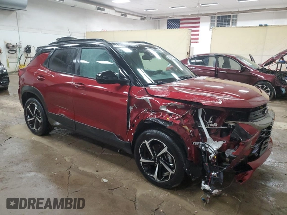 2023 Chevrolet TrailBlazer RS with VIN KL79MUSL0PB036275, listed as a Copart auction lot 46578245 with 26,879 mi miles and Salvage Title. Bid and sale history available at DreamBid. Image 4.