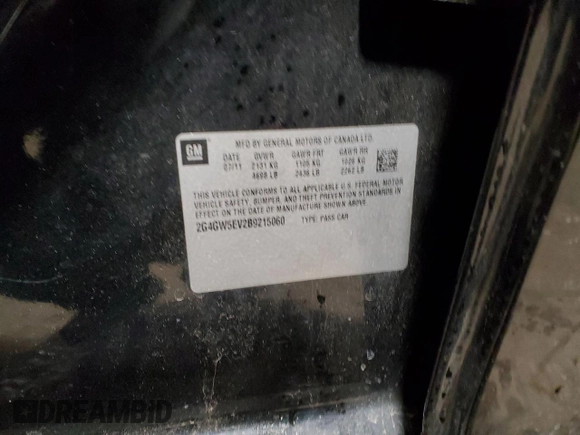 2011 Buick Regal with VIN 2G4GW5EV2B9215060, listed as a Copart auction lot 87307974 with 121,341 mi miles and Salvage Title. Bid and sale history available at DreamBid. Image 12.