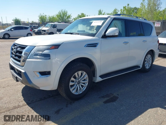 2023 Nissan Armada SV with VIN JN8AY2AD9P9692845, listed as a IAAI auction lot 42213250 with 59,880 mi miles and . Bid and sale history available at DreamBid. Image 17.