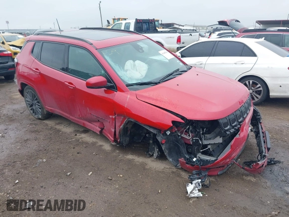 2022 Jeep Compass High Altitude with VIN 3C4NJDCB1NT213153, listed as a IAAI auction lot 41605539 with 36,519 mi miles and . Bid and sale history available at DreamBid. Image 1.