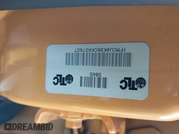 2012 Ford Escape Hybrid с VIN 1FMCU4K36CKA37607, выставлен на аукционе IAAI как лот 41789396 с пробегом 362 186 миль миль и . История ставок и продаж доступна на DreamBid. Изображение 12.