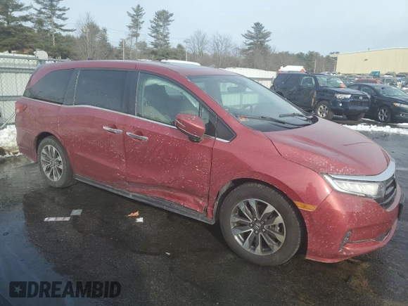 2022 Honda Odyssey EX-L with VIN 5FNRL6H72NB000481, listed as a Copart auction lot 43406015 with 43,353 mi miles and Salvage Title. Bid and sale history available at DreamBid. Image 4.