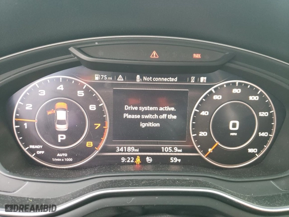 2019 Audi A4 Premium Plus with VIN WAUENAF43KA037058, listed as a Copart auction lot 50186415 with 34,189 mi miles and Salvage Title. Bid and sale history available at carsss.com. Image 9.