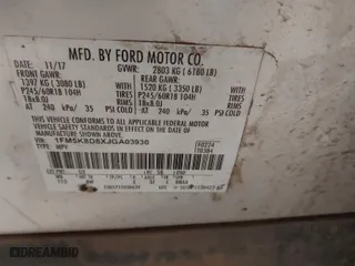 2018 Ford Explorer XLT with VIN 1FM5K8D8XJGA03930, listed as a IAAI auction lot 41492266 with 160,362 mi miles. Bid and sale history available at carsss.com. Image 9.