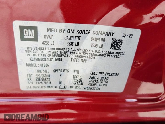 2020 Buick Encore GX Select z VIN KL4MMDSL4LB105910, wystawiony jako Copart lot #60883335 z przebiegiem 11 024 mil mil oraz Szkoda całkowita • Salvage title. Historia ofert i sprzedaży dostępna na DreamBid. Obrazek 13.