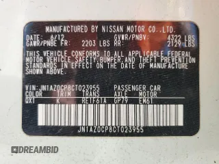 2012 Nissan LEAF SL with VIN JN1AZ0CP8CT023955, listed as a Copart auction lot 55696755 with 39,181 mi miles and Clean Title. Bid and sale history available at DreamBid. Image 12.