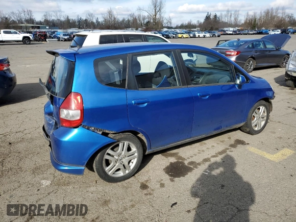 2007 Honda Fit Sport with VIN JHMGD38657S039872, listed as a Copart auction lot 44629865 with 163,196 mi miles and Salvage Title. Bid and sale history available at carsss.com. Image 3.