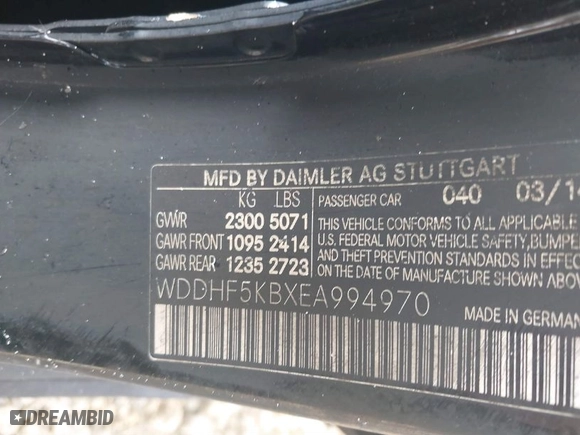 2014 Mercedes-Benz E-Class E 350 Sport with VIN WDDHF5KBXEA994970, listed as a IAAI auction lot 41499228 with 1 mi miles. Bid and sale history available at carsss.com. Image 9.
