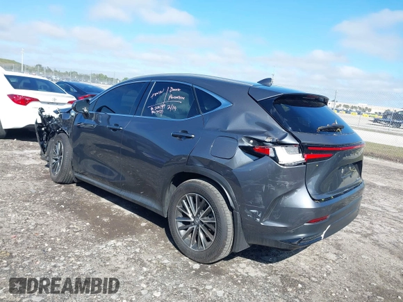 2025 Lexus NX with VIN 2T2ADCAZ7SC018667, listed as a IAAI auction lot 41632712 with 8,268 mi miles. Bid and sale history available at carsss.com. Image 3.