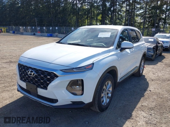 2019 Hyundai Santa Fe SE with VIN 5NMS2CAD0KH098259, listed as a IAAI auction lot 42075356 with 55,163 mi miles and . Bid and sale history available at DreamBid. Image 2.