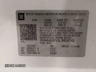 2020 Chevrolet Equinox LT with VIN 3GNAXUEV1LS619741, listed as a IAAI auction lot 40689323 with 42,405 mi miles and . Bid and sale history available at DreamBid. Image 9.