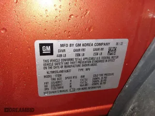 2022 Chevrolet TrailBlazer ACTIV with VIN KL79MSSL4NB143637, listed as a IAAI auction lot 41614349 with 42,991 mi miles. Bid and sale history available at carsss.com. Image 9.