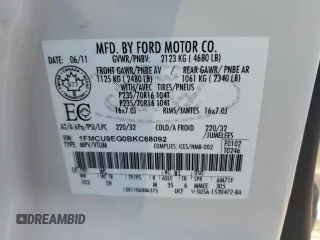 2011 Ford Escape Limited with VIN 1FMCU9EG0BKC68092, listed as a Copart auction lot 55352725 with 212,889 mi miles and Salvage Title. Bid and sale history available at carsss.com. Image 14.