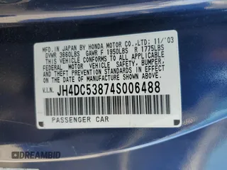 2004 Acura RSX with VIN JH4DC53874S006488, listed as a Copart auction lot 78675654 with Not Provided miles and Salvage Title. Bid and sale history available at carsss.com. Image 14.