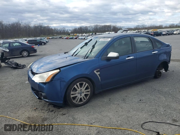 2008 Ford Focus SE with VIN 1FAHP35N98W267284, listed as a Copart auction lot 53380885 with 184,900 mi miles and Salvage Title. Bid and sale history available at DreamBid. Image 1.