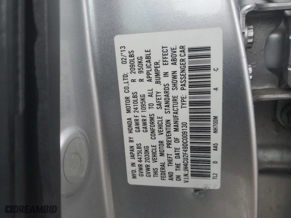 2013 Acura TSX with VIN JH4CU2F49DC009130, listed as a Copart auction lot 43559165 with 105,846 mi miles and Salvage Title. Bid and sale history available at carsss.com. Image 14.