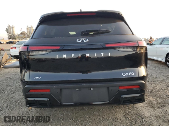 2024 Infiniti QX60 Luxe with VIN 5N1DL1FS7RC341460, listed as a Copart auction lot 43569605 with 4,080 mi miles and Salvage title. Bid and sale history available at DreamBid. Image 6.