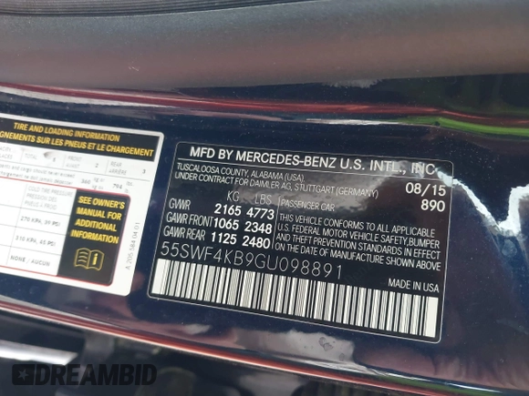 2016 Mercedes-Benz C 300 Luxury with VIN 55SWF4KB9GU098891, listed as a IAAI auction lot 42422340 with 147,839 mi miles and . Bid and sale history available at DreamBid. Image 9.