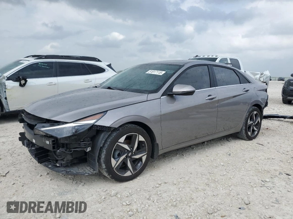 2023 Hyundai Elantra Limited z VIN KMHLP4AG0PU532360, wystawiony jako Copart lot #51817115 z przebiegiem 18 200 mil mil oraz Szkoda całkowita • Salvage title. Historia ofert i sprzedaży dostępna na DreamBid. Obrazek 1.