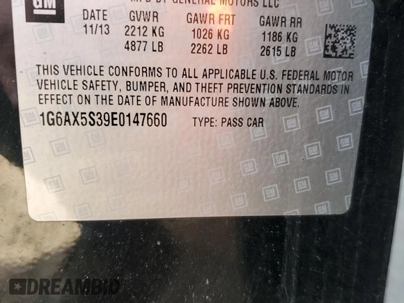 2014 Cadillac CTS Luxury AWD with VIN 1G6AX5S39E0147660, listed as a Copart auction lot 48681735 with 136,888 mi miles and Clean Title. Bid and sale history available at DreamBid. Image 12.