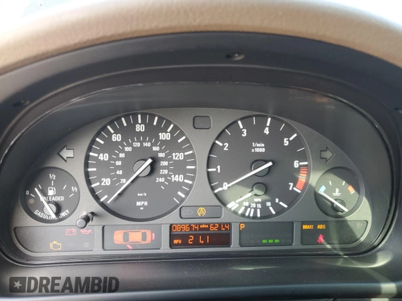 2000 BMW 5 Series 528iA with VIN WBADM6349YGU04874, listed as a Copart auction lot 45578875 with 89,674 mi miles and Salvage Title. Bid and sale history available at carsss.com. Image 9.