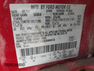 2011 Ford F-250 XL с VIN 1FT7W2BTXBEB86832, выставлен на аукционе IAAI как лот 41993212 с пробегом Не указан миль и . История ставок и продаж доступна на DreamBid. Изображение 9.