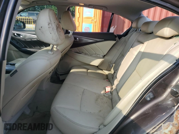 2014 Infiniti Q50 Premium with VIN JN1BV7ARXEM680167, listed as a Copart auction lot 59702095 with 108,196 mi miles and Salvage title. Bid and sale history available at DreamBid. Image 10.