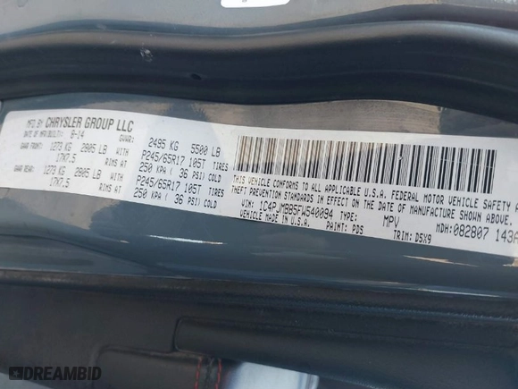2015 Jeep Cherokee Trailhawk with VIN 1C4PJMBB5FW540094, listed as a IAAI auction lot 41440568 with 191,852 mi miles. Bid and sale history available at carsss.com. Image 9.