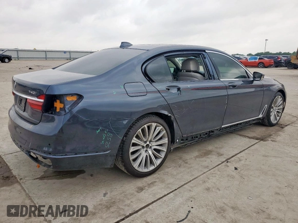 2018 BMW 7 Series 740i with VIN WBA7E2C50JG741970, listed as a Copart auction lot 56480695 with 53,740 mi miles and Salvage title. Bid and sale history available at DreamBid. Image 3.