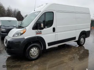 2019 Ram ProMaster Cargo Van with VIN 3C6TRVBG7KE510860, listed as a Copart auction lot 43205445 with 202,956 mi miles and Clean Title. Bid and sale history available at carsss.com. Image 1.
