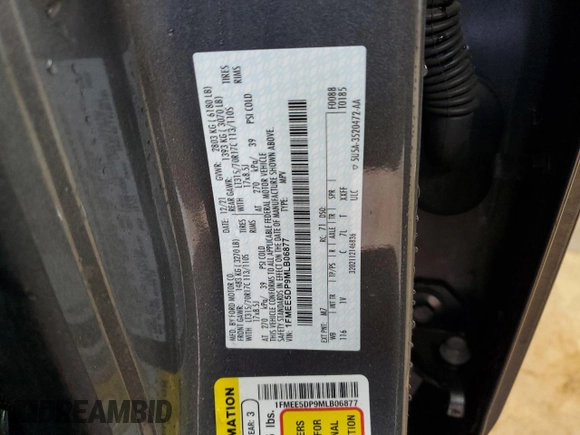 2021 Ford Bronco с VIN 1FMEE5DP9MLB06877, выставлен на аукционе Copart как лот 57254245 с пробегом 47 410 миль миль и Списание • Salvage title. История ставок и продаж доступна на DreamBid. Изображение 13.
